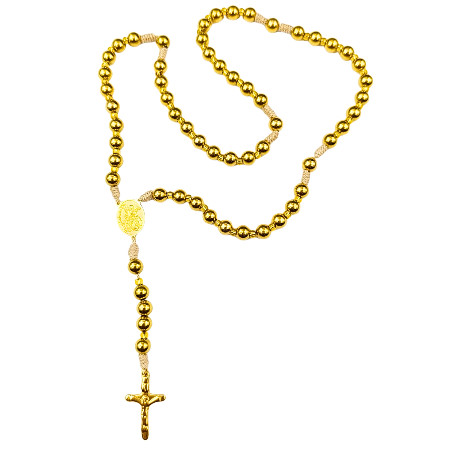 Rosario San Miguel Arcangel - Dorado Metálico Completo