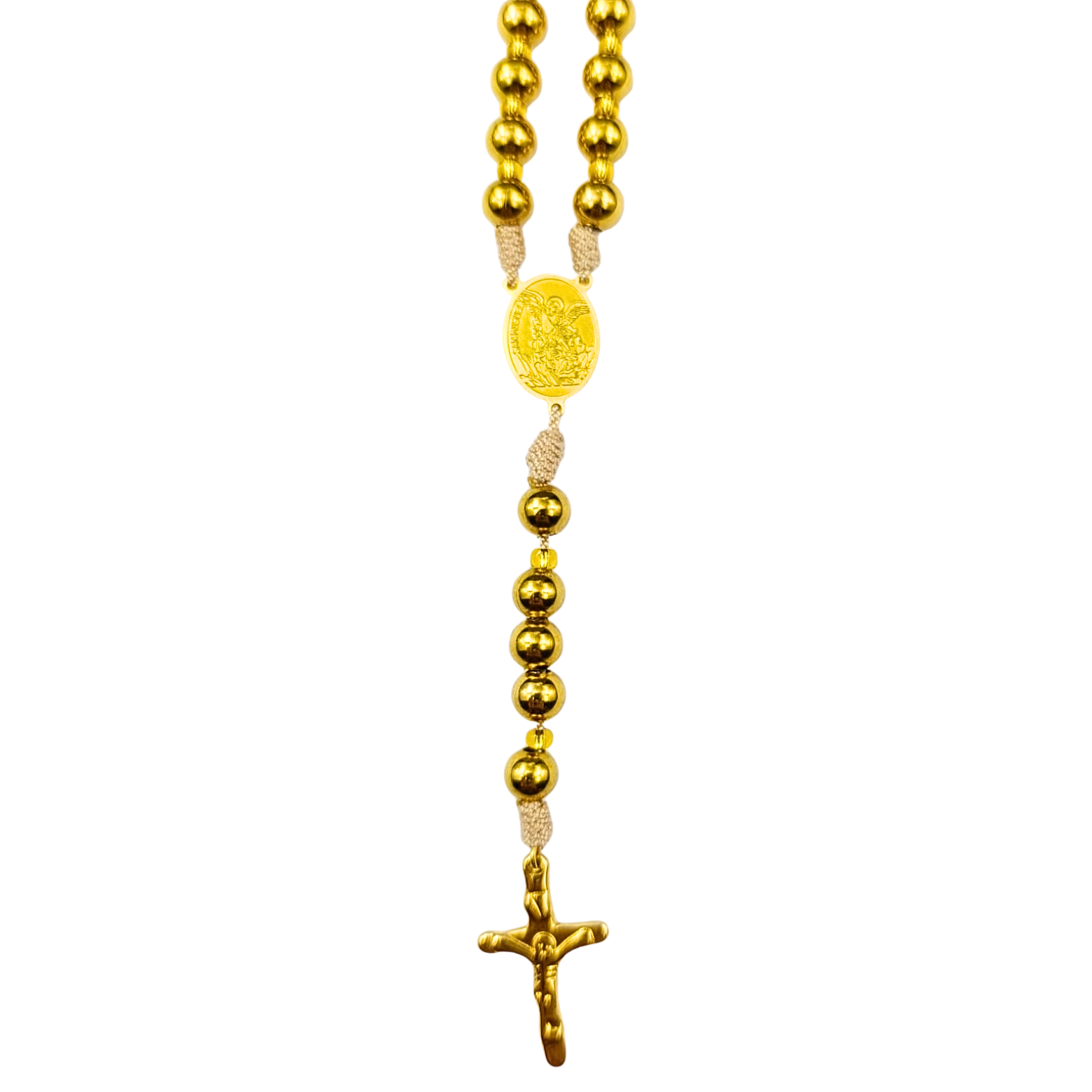 Rosario San Miguel Arcangel - Dorado Metálico Completo