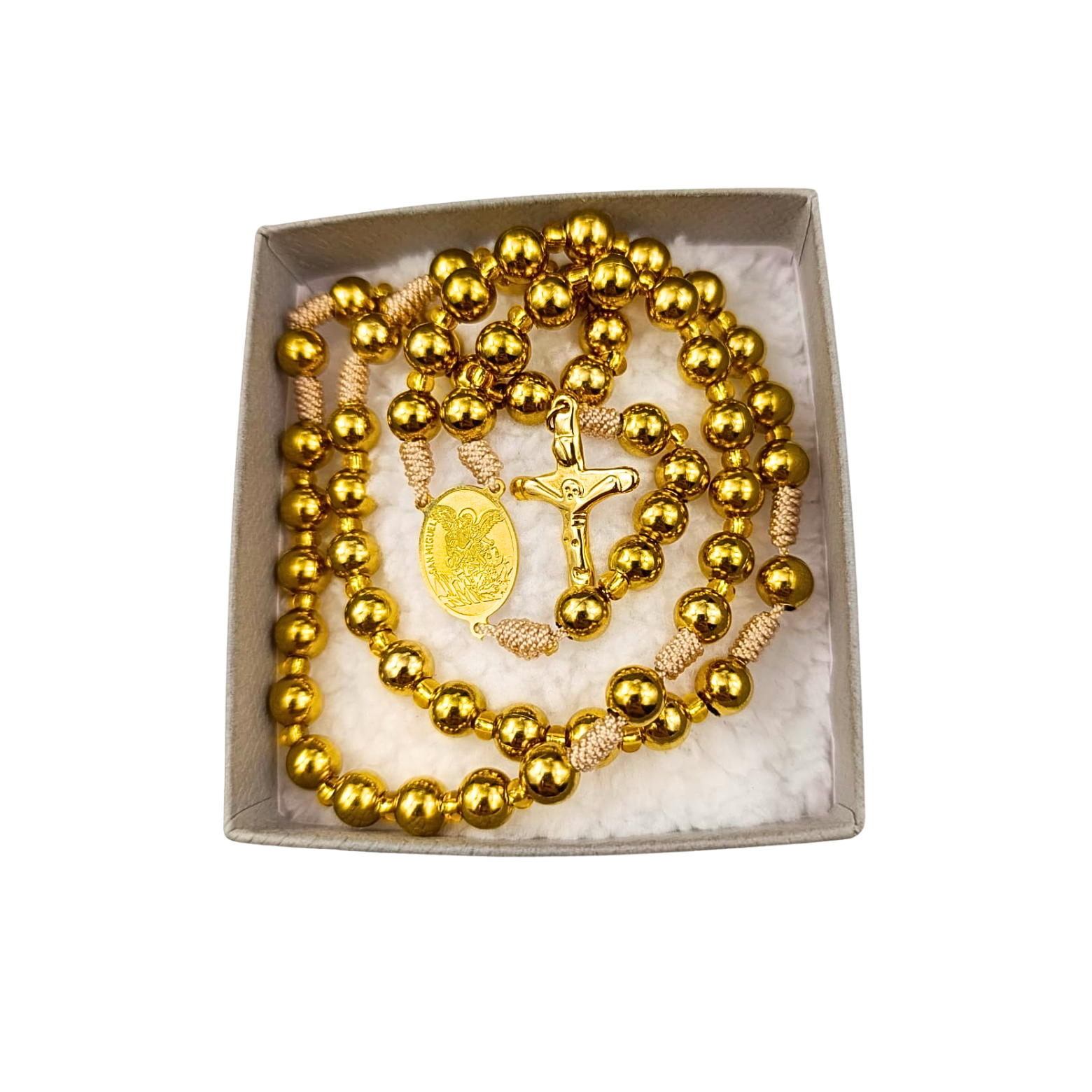 Rosario San Miguel Arcangel - Dorado Metálico Completo