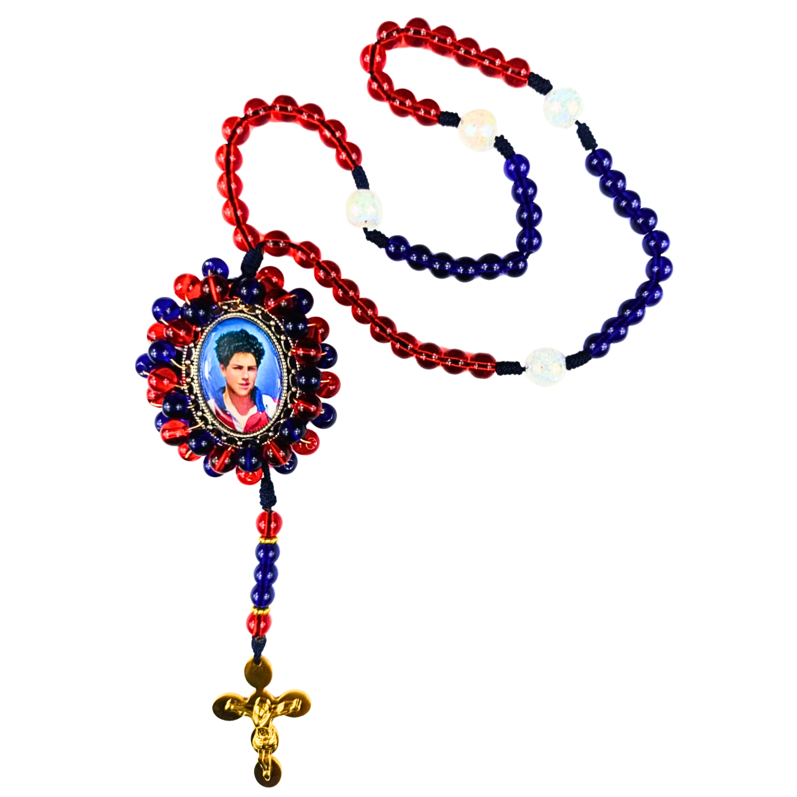 Rosario San Carlo Acutis – Rojo Azul y Blanco Tricolor