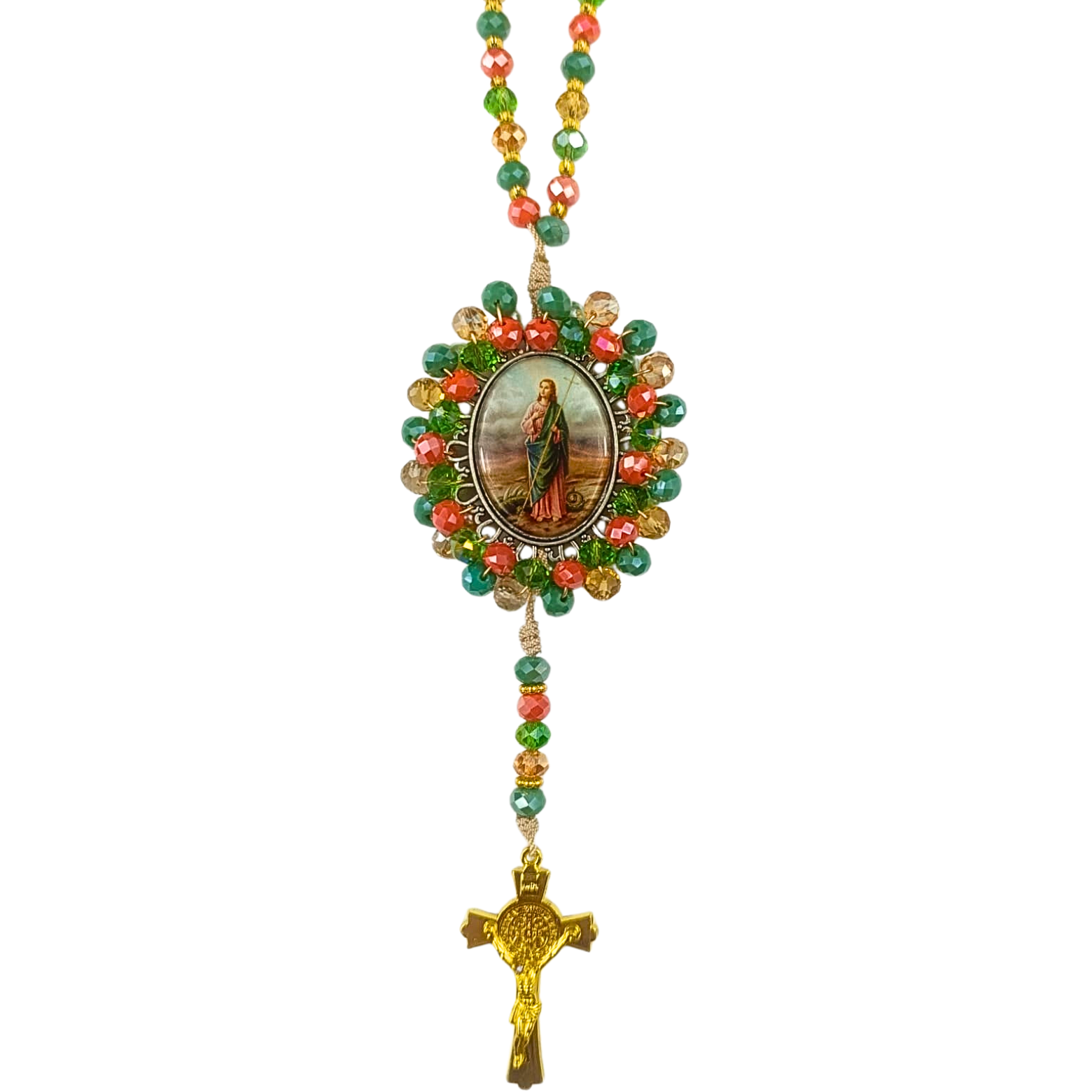 Rosario Virgen Santa Marta | Multicolor con Rosas Salmón