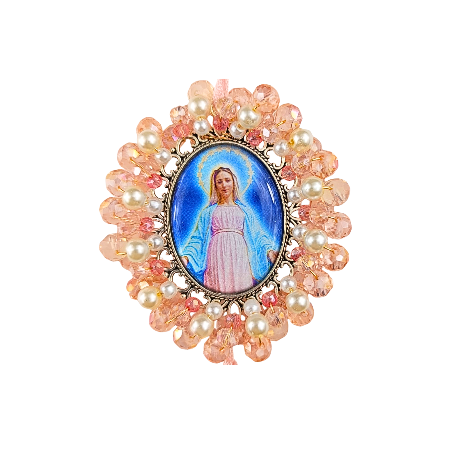 Rosarios Virgen Maria - Rosa Cristal y Perlas
