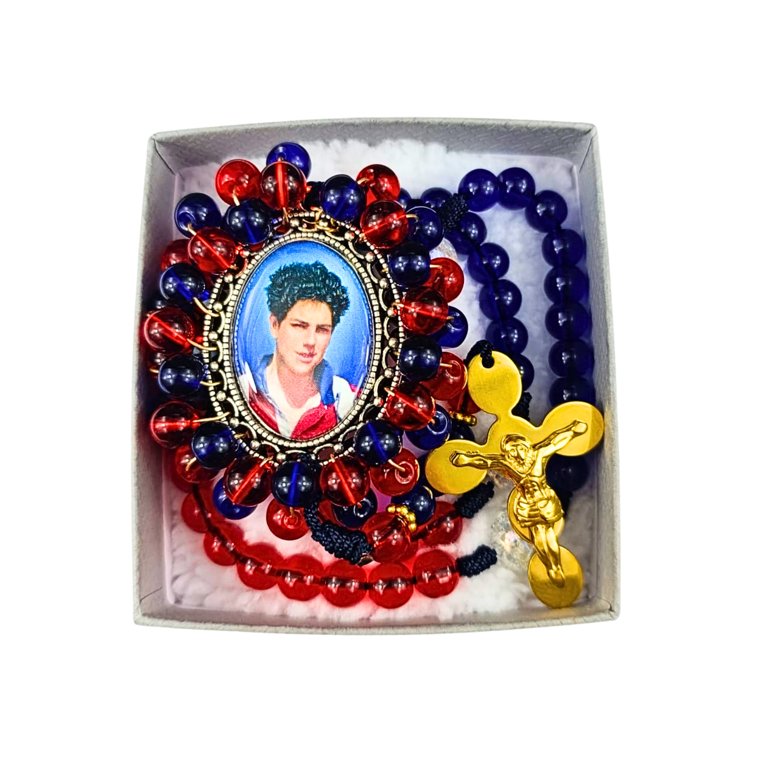 Rosario San Carlo Acutis – Rojo Azul y Blanco Tricolor