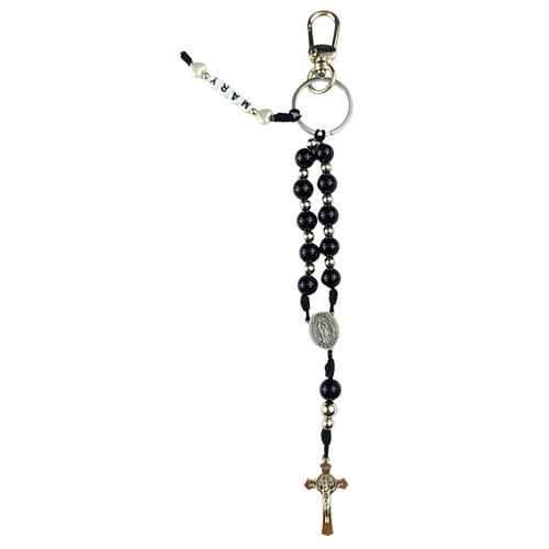 Llavero Virgen Milagrosa – Negro Onix