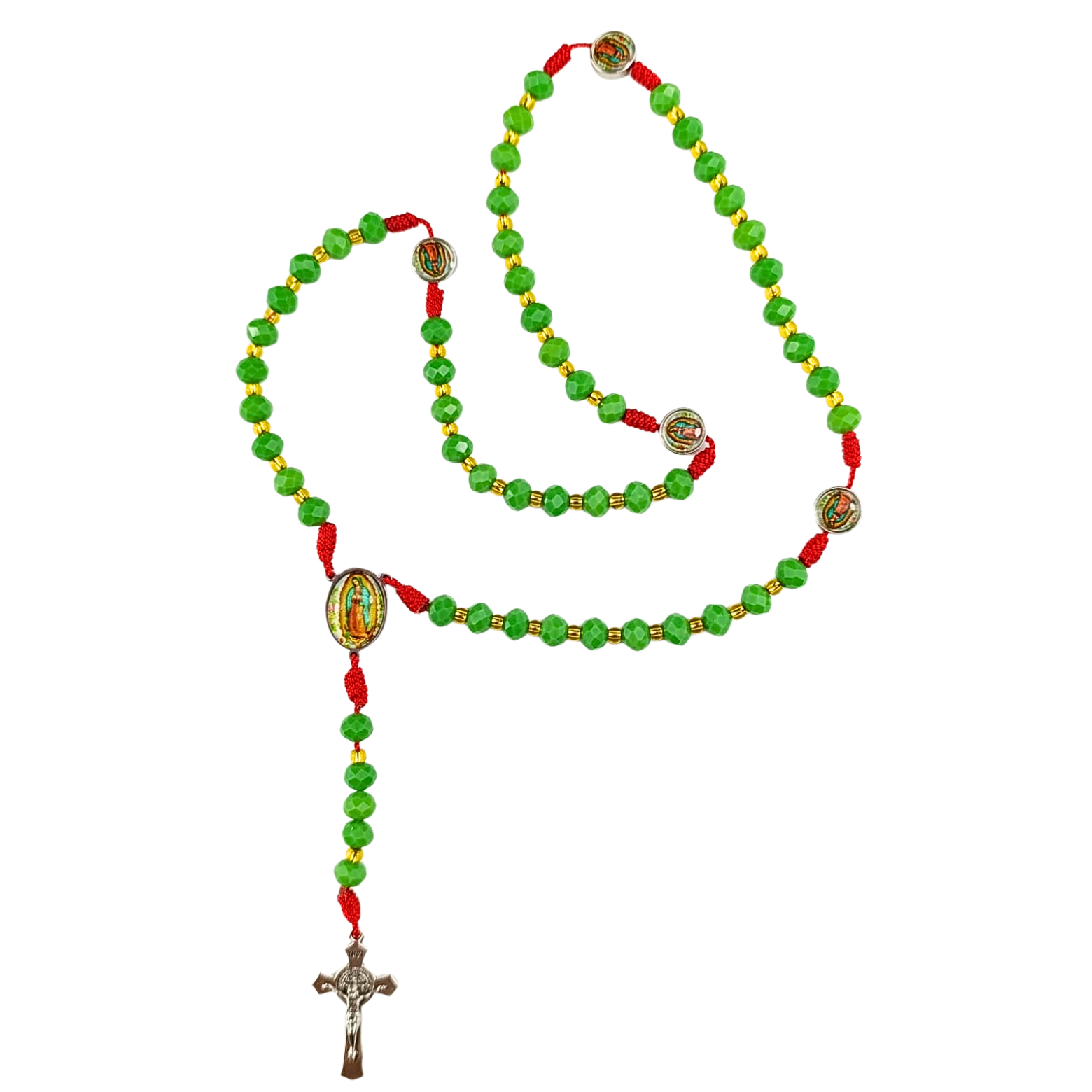 Rosario Virgen de Guadalupe | Verde Cristal y Rojo Patrios