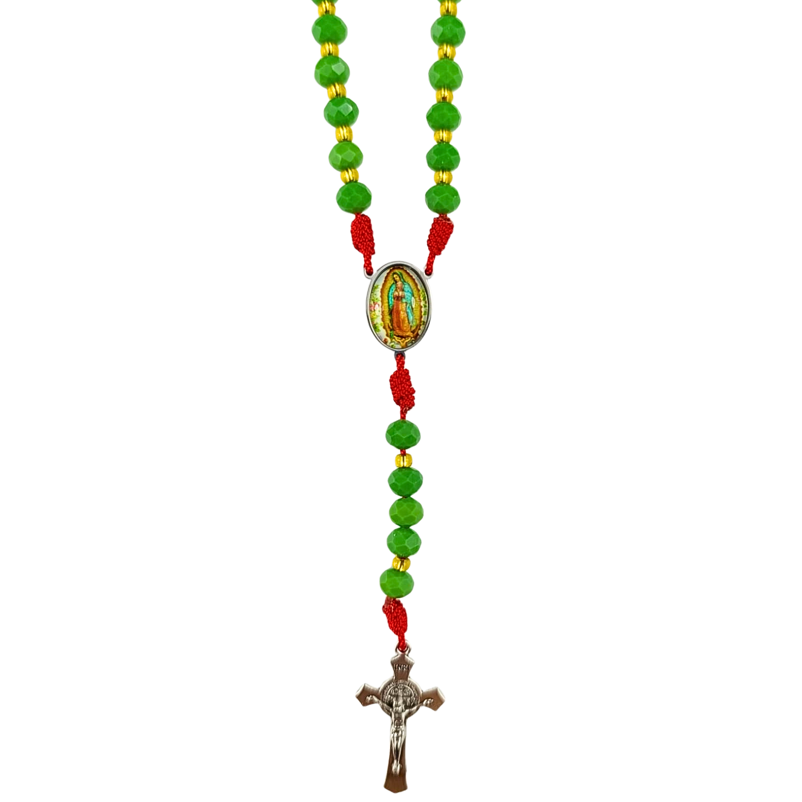 Rosario Virgen de Guadalupe | Verde Cristal y Rojo Patrios