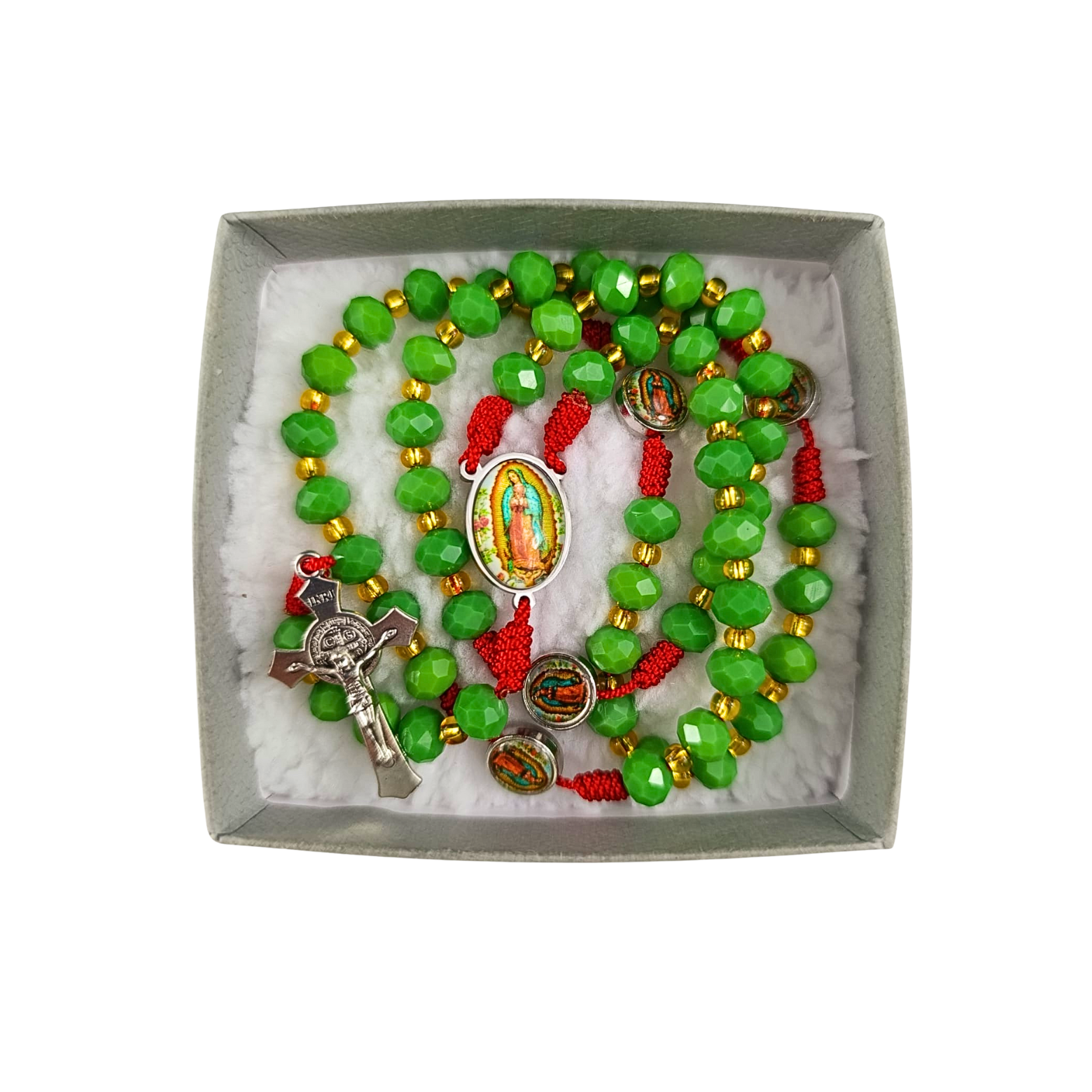 Rosario Virgen de Guadalupe | Verde Cristal y Rojo Patrios