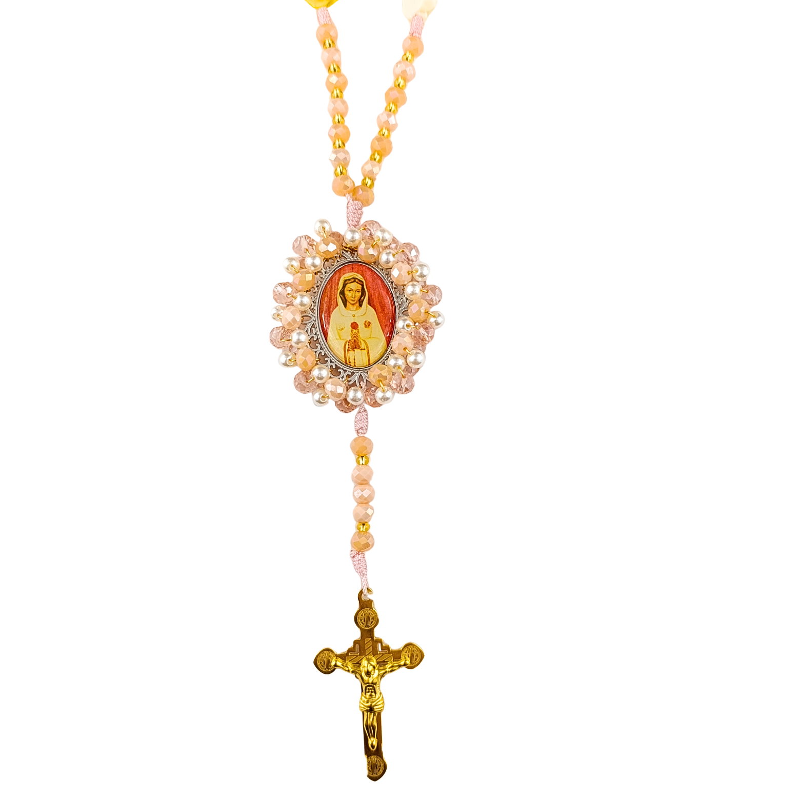 Rosario Virgen Rosa Mistica - Rosado y Rosas Multicolor
