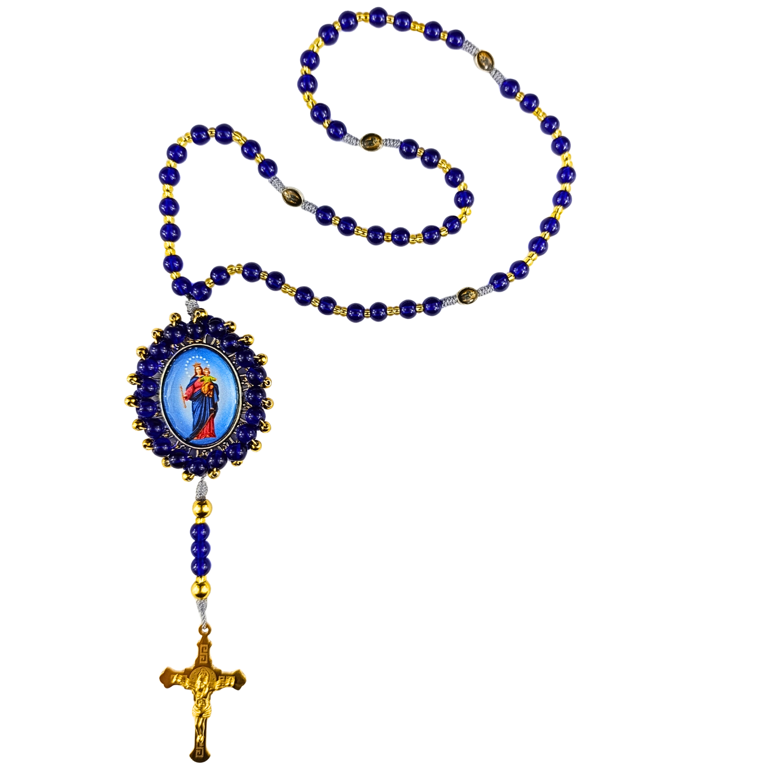 Rosario Virgen Maria Auxiliadora - Azul y Dorado