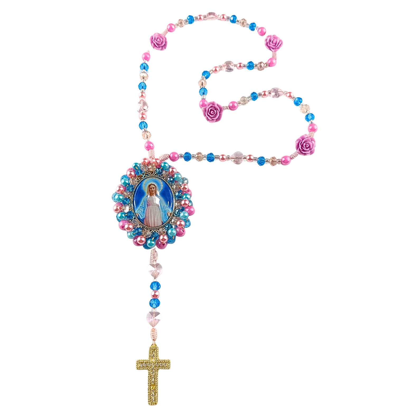 Rosario Virgen Milagrosa - Rosado, Fucsia y Azul