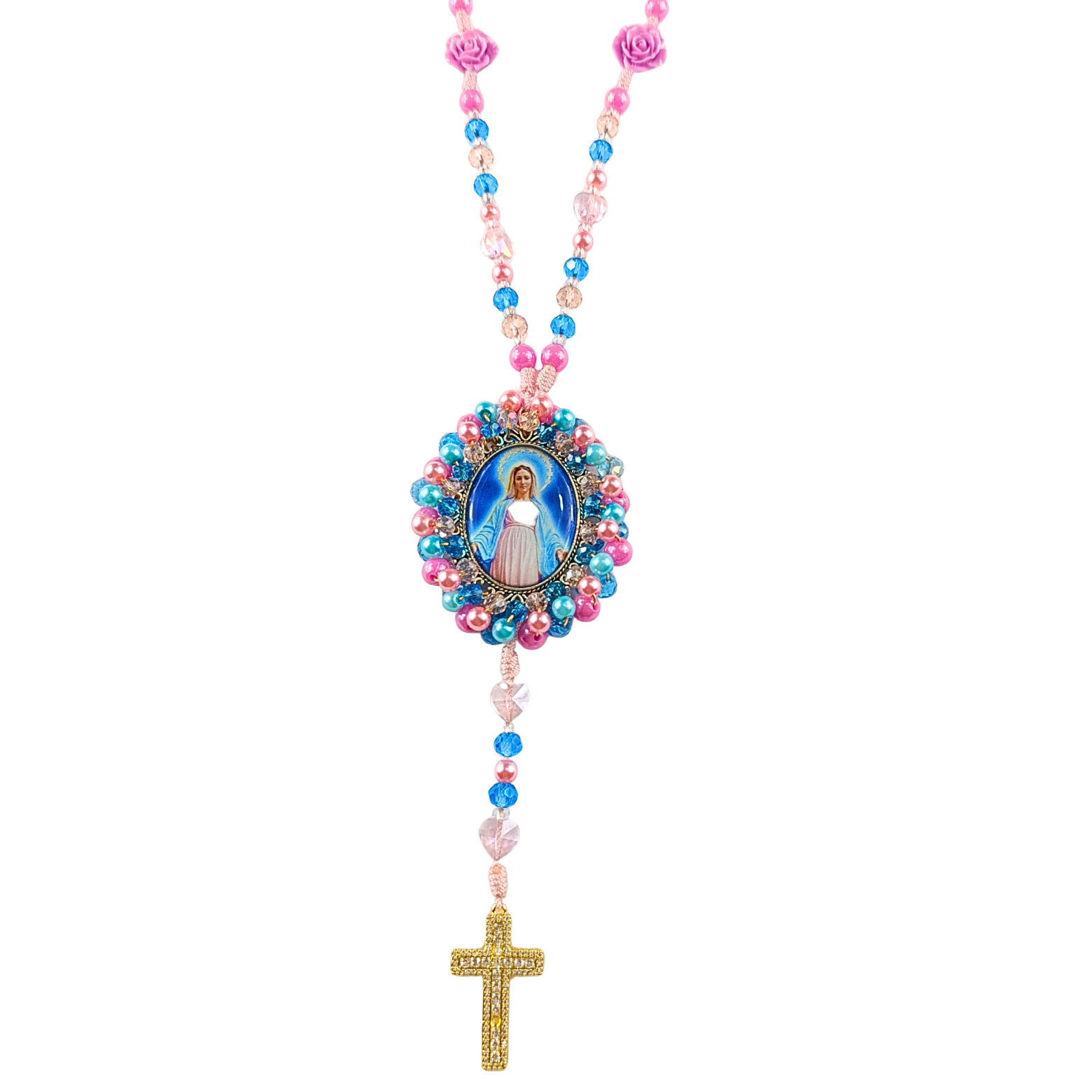 Rosario Virgen Milagrosa - Rosado, Fucsia y Azul