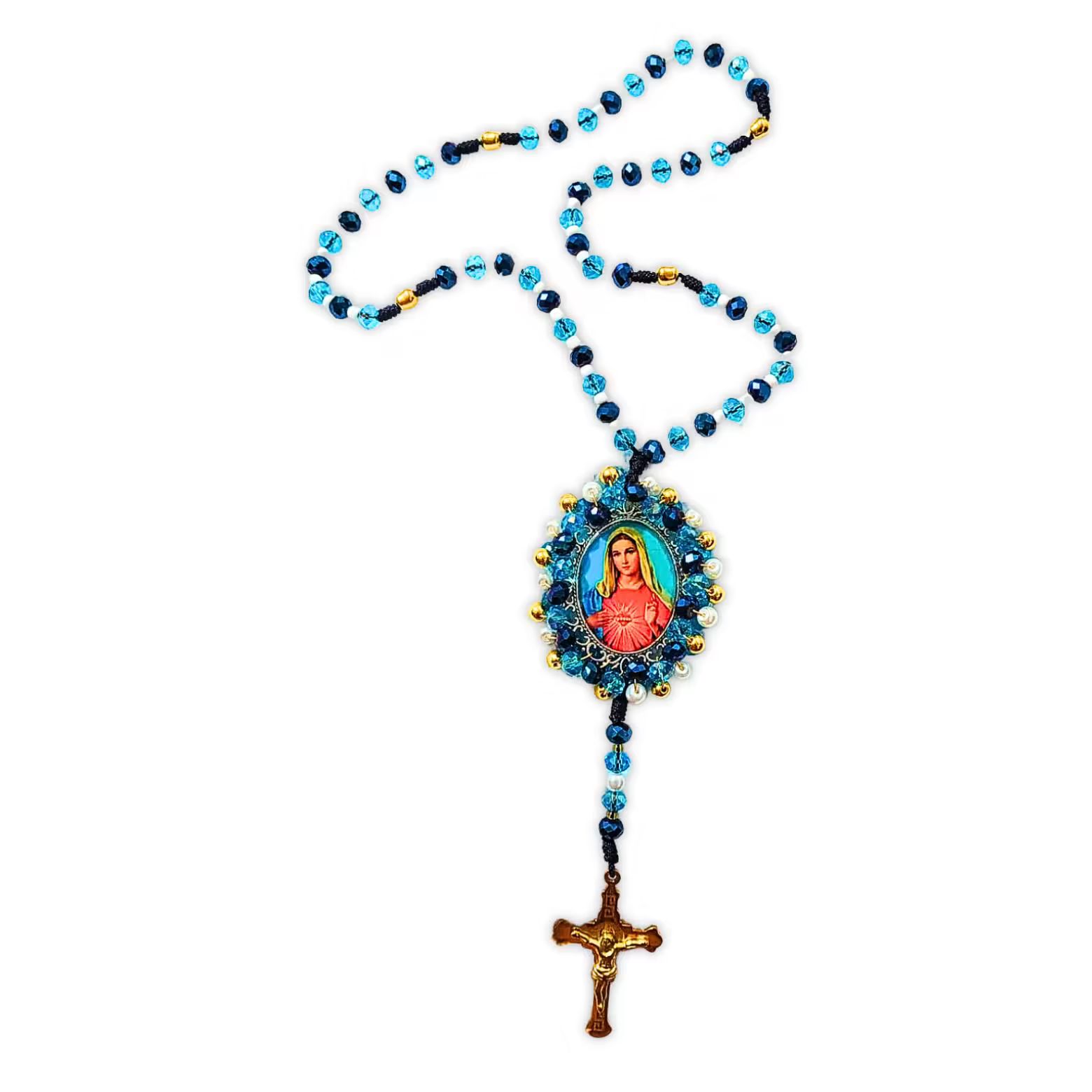 Rosario Virgen Maria – Azul Celeste y Turquesa
