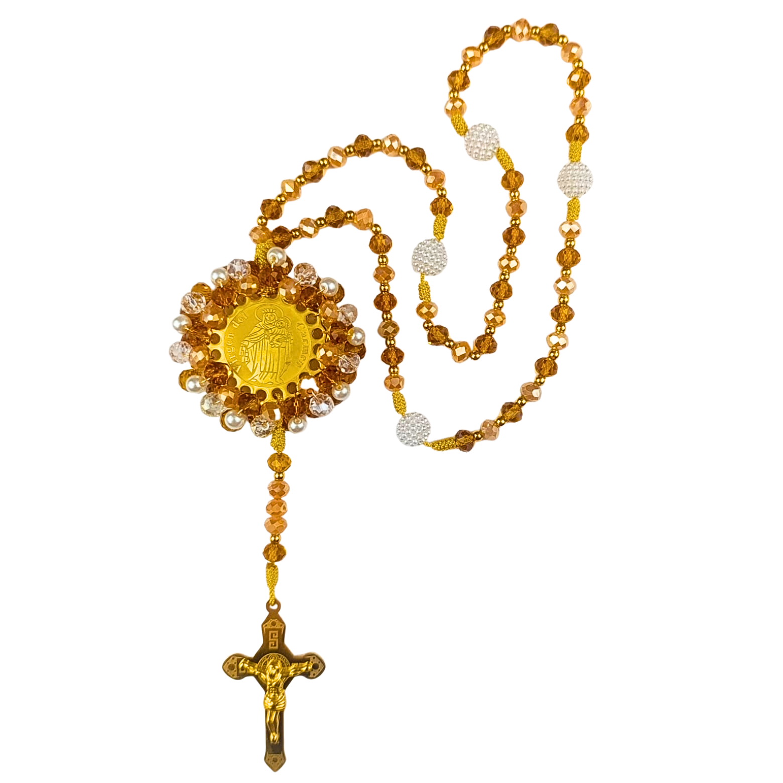 Rosario Virgen del Carmen – Dorado Cristal y Cafe traslucido