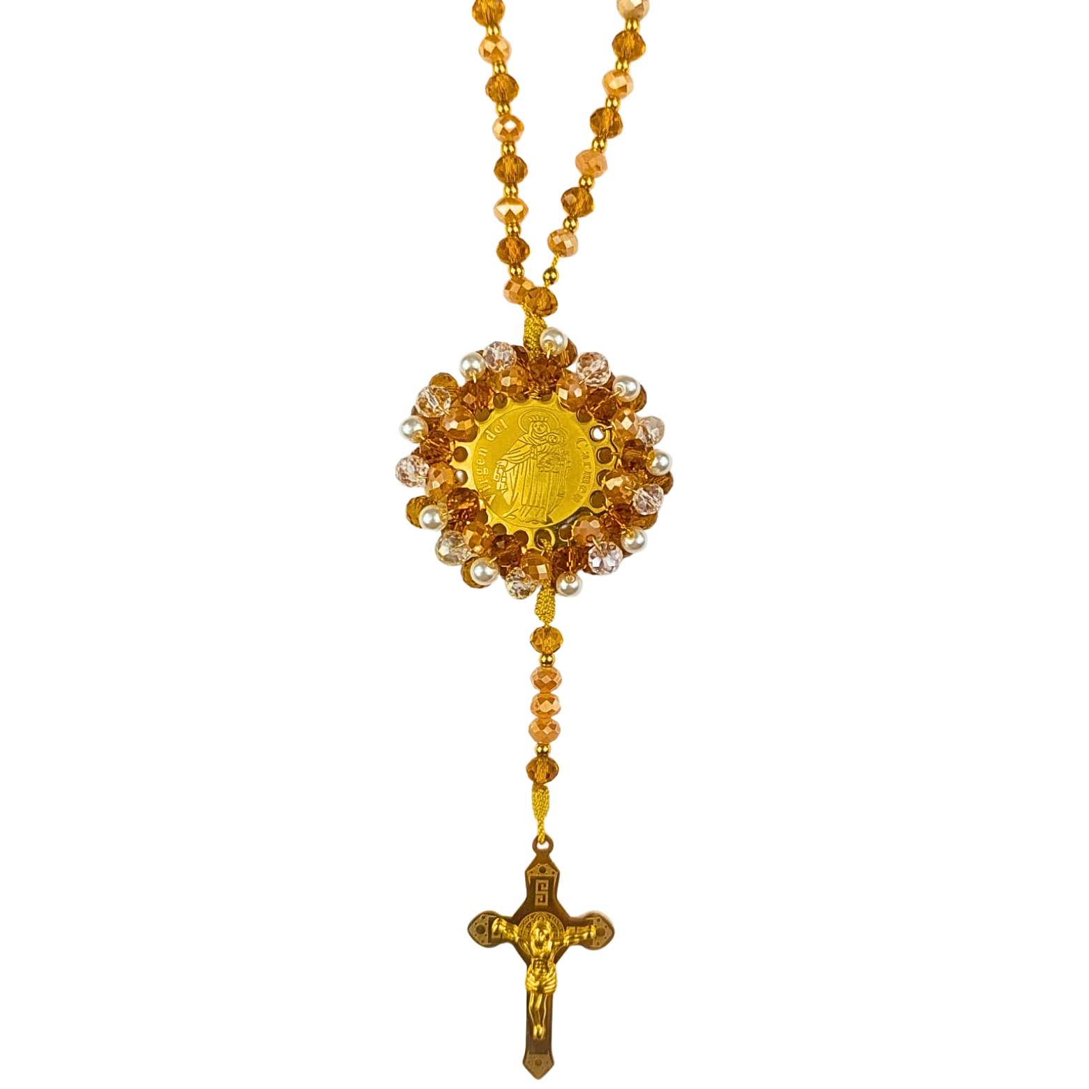Rosario Virgen del Carmen – Dorado Cristal y Cafe traslucido
