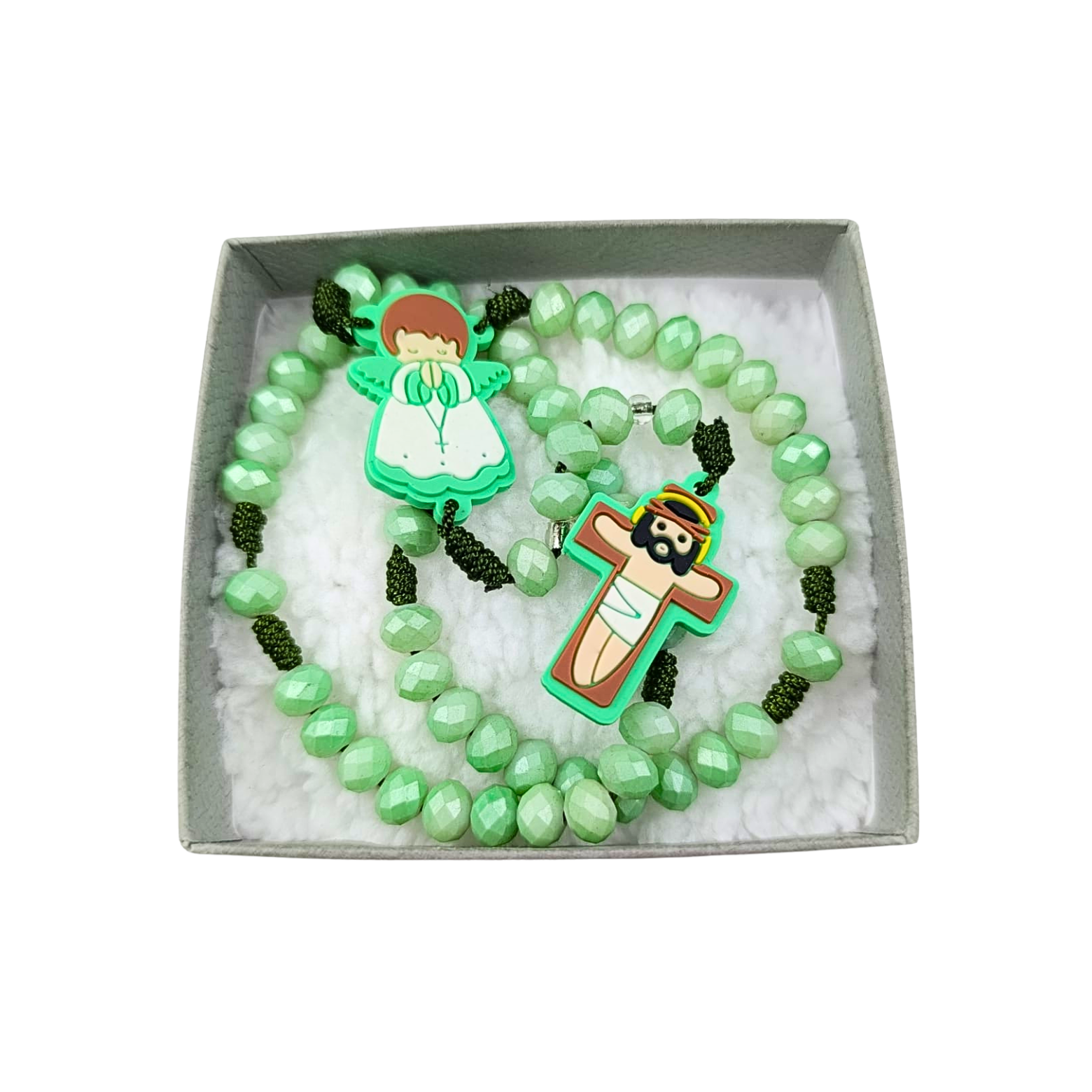 Rosario Infantil Ángel de la Guarda | Verde Menta para Niños